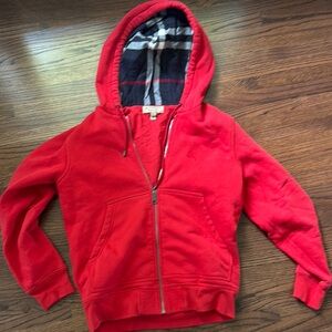 Burberry Red Zip Up Hoodie